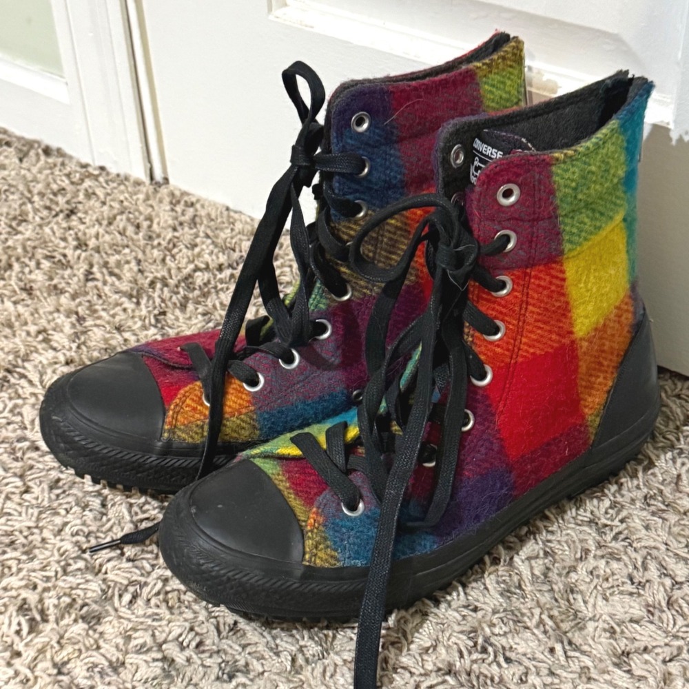 Converse Woolrich Chuck Taylor All Star Rainbow Plaid High Top Sneakers 549687C